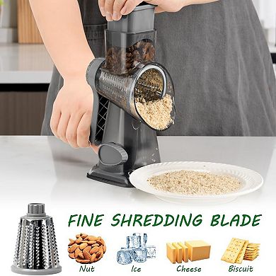 Rotary Cheese Grater Kitchen Shredder with 3 Blades