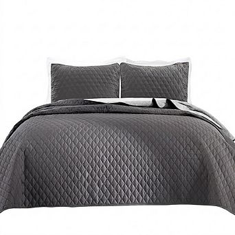 King Quilt Set Reversible Lightweight Soft Coverlet Bedding 3 pc