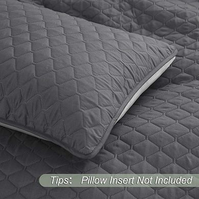 King Quilt Set Reversible Lightweight Soft Coverlet Bedding 3-Piece