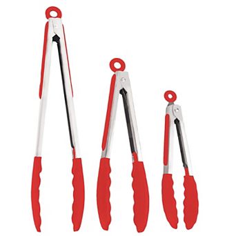 Heat Resistant Stainless Steel Kitchen Tongs For Cooking, Set of 3