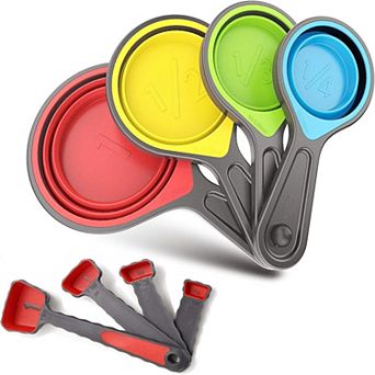 Silicone Measuring Cups & Spoons Collapsible Set of 8