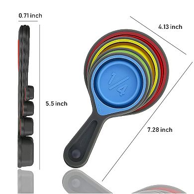 Silicone Measuring Cups & Spoons Collapsible Set of 8