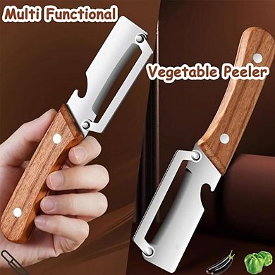 Premium Multi-Functional Fruit & Vegetable Peeler with Wooden Handle