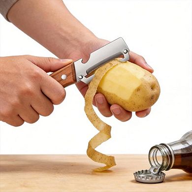 Premium Multi-Functional Fruit & Vegetable Peeler with Wooden Handle