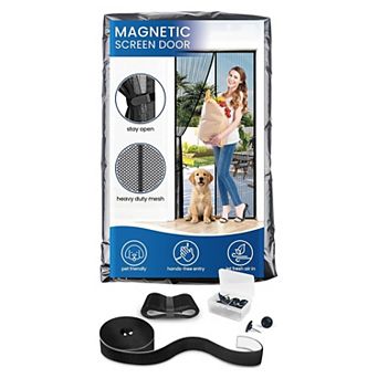 Magnetic Screen Door Self Sealing 38" x 83" Black