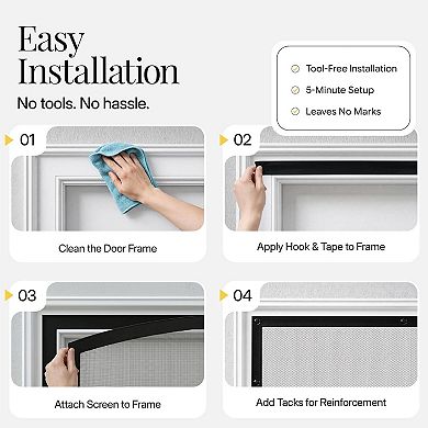 Magnetic Screen Door Self Sealing 38" x 83" Black