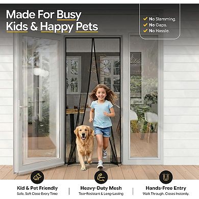 Magnetic Screen Door Self Sealing 38" x 83" Black
