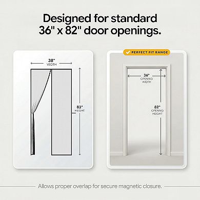 Magnetic Screen Door Self Sealing 38" x 83" Black