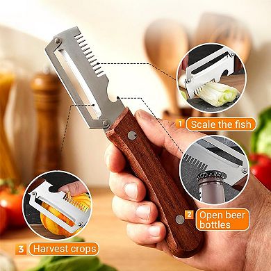 Vegetable Peeler with Bottle Opener, 3 in 1 Multi-Functional Vegetable Peeler for Kitchen