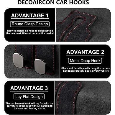 4 Pack Car Seat Back Storage Hook, Car Purse Hook, Car Seat Hooks for Headrest, Car Hooks for Bags