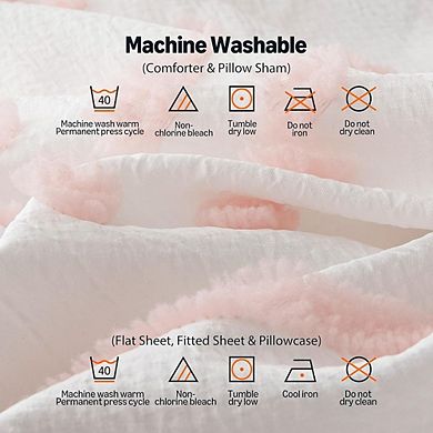 7-Piece Bed-in-a-Bag Jacquard Microfiber Pink Tufted All-Season Bedding