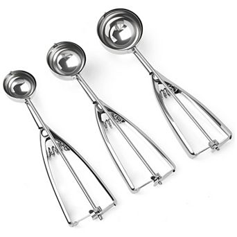 3 Pack Stainless Steel Ice Cream Scooper with Trigger Release