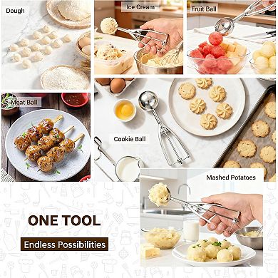 3 Pack Stainless Steel Ice Cream Scooper with Trigger Release