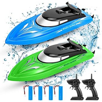 2-Pack High Speed RC Boat, 2.4G Wireless Remote Control Rechargeable Water Racing Toy for Kids Adult