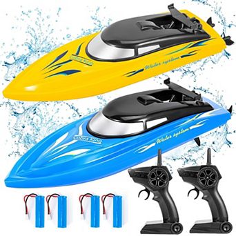 2-Pack High Speed RC Boat, 2.4G Wireless Remote Control Rechargeable Water Racing Toy for Kids Adult