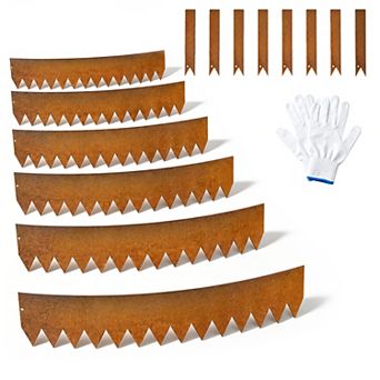 6-Pack Metal Landscape Edging 40 x 8 in Hammer-In Galvanized Steel Border Kit with Clips and Gloves