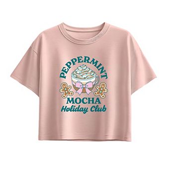 Girls 7-16 Peppermint Mocha Holiday Boxy Tee
