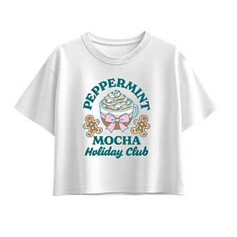 Girls 7-16 Peppermint Mocha Holiday Boxy Tee