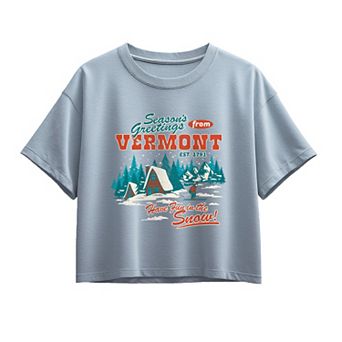 Girls 7-16 Season's Greetings from Vermont Boxy Tee