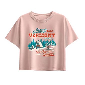 Girls 7-16 Season's Greetings from Vermont Boxy Tee