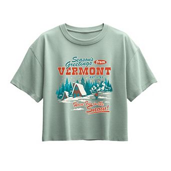 Girls 7-16 Season's Greetings from Vermont Boxy Tee