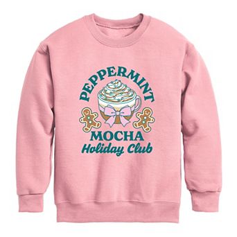 Girls 7-16 Peppermint Mocha Holiday Club Crew Fleece Sweatshirt