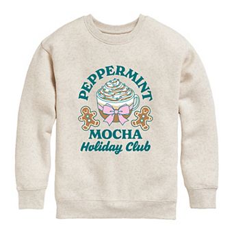 Girls 7-16 Peppermint Mocha Holiday Club Crew Fleece Sweatshirt