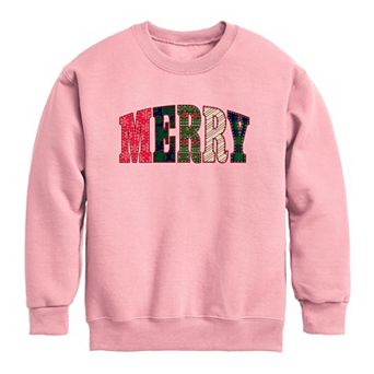 Girls 7-16 Merry Holiday Patterns Crew Fleece Sweatshirt