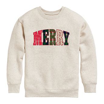 Girls 7-16 Merry Holiday Patterns Crew Fleece Sweatshirt