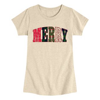 Girls 7-16 Merry Holiday Patterns Graphic Tee