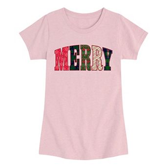 Girls 7-16 Merry Holiday Patterns Graphic Tee