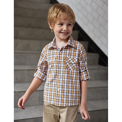 Arshiner Boys Check Button Down Shirt Long Sleeve Woven Shirts