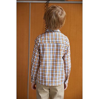 Arshiner Boys Check Button Down Shirt Long Sleeve Woven Shirts