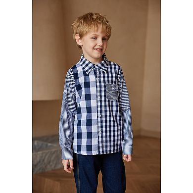 Arshiner Boys Check Button Down Shirt Long Sleeve Woven Shirts