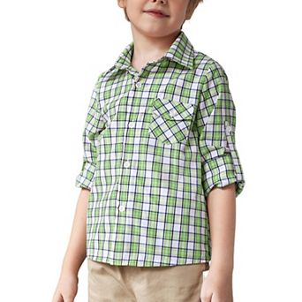 Arshiner Boys Check Button Down Shirt Long Sleeve Woven Shirts