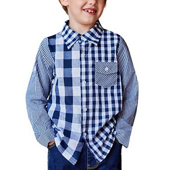Arshiner Boys Check Button Down Shirt Long Sleeve Woven Shirts