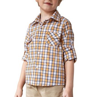 Arshiner Boys Check Button Down Shirt Long Sleeve Woven Shirts
