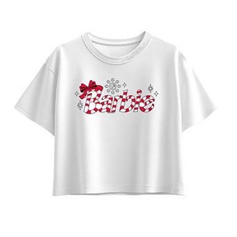 Girls 7-16 Barbie Candy Cane Logo Boxy Tee