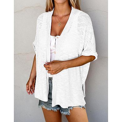 Zeagoo Womens Lightweight Cardigan Short Sleeve Cardigans Open Front Beach Coverup