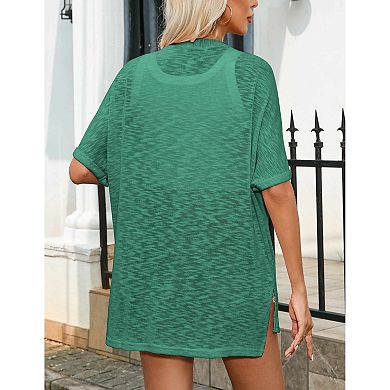 Zeagoo Womens Lightweight Cardigan Short Sleeve Cardigans Open Front Beach Coverup