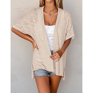 Zeagoo Womens Lightweight Cardigan Short Sleeve Cardigans Open Front Beach Coverup