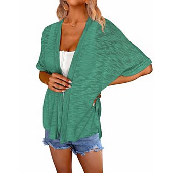 Zeagoo Womens Lightweight Cardigan Short Sleeve Cardigans Open Front Beach Coverup