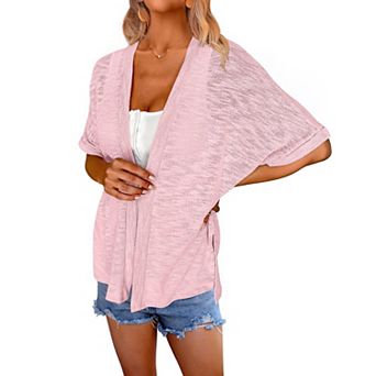 Zeagoo Womens Lightweight Cardigan Short Sleeve Cardigans Open Front Beach Coverup