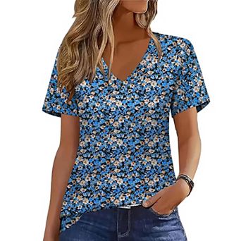 Zeagoo Womens Dressy Casual Summer Tops Short Sleeve Womens Tops Casual Basic Tee Work Tops V Neck