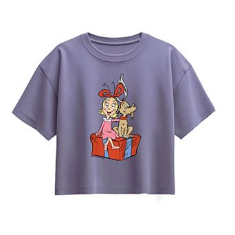Girls 7-16 Dr. Seuss The Grinch Max & Cindy Lou Who Boxy Tee
