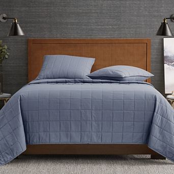 London Fog Garment Wash Solid Quilt Set