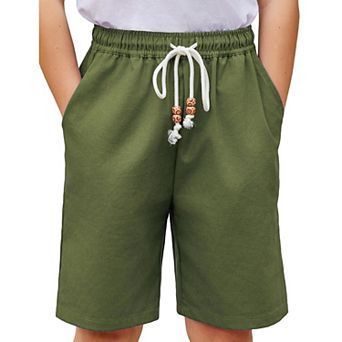 Arshiner Boys Linen Shorts With Elastic Waist Breathable Summer Beach Shorts For Kids