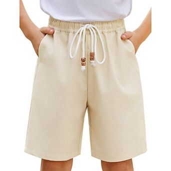 Arshiner Boys Linen Shorts With Elastic Waist Breathable Summer Beach Shorts For Kids