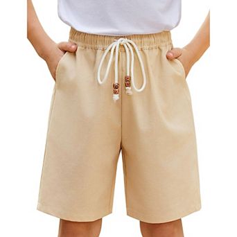 Arshiner Boys Linen Shorts With Elastic Waist Breathable Summer Beach Shorts For Kids