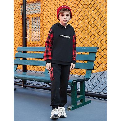 Arshiner Boys Letter Graphic Hooded Sweatshirt Sweatpants Little Boys Fall Tracksuit